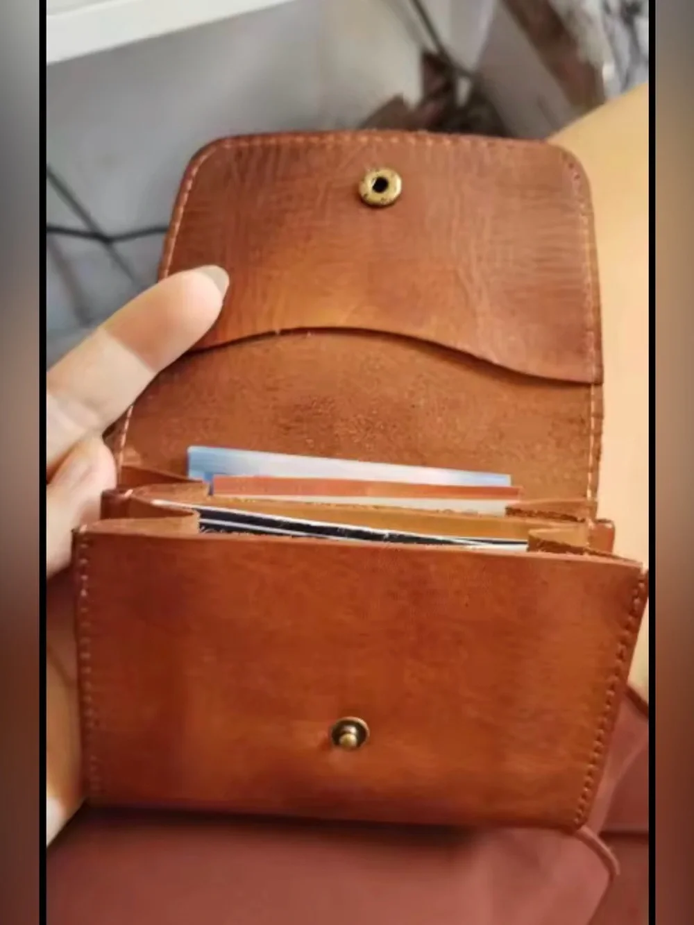 Genuine Leather Snap Wallet in Cognac Brown Good Quality Vintage Brand New!